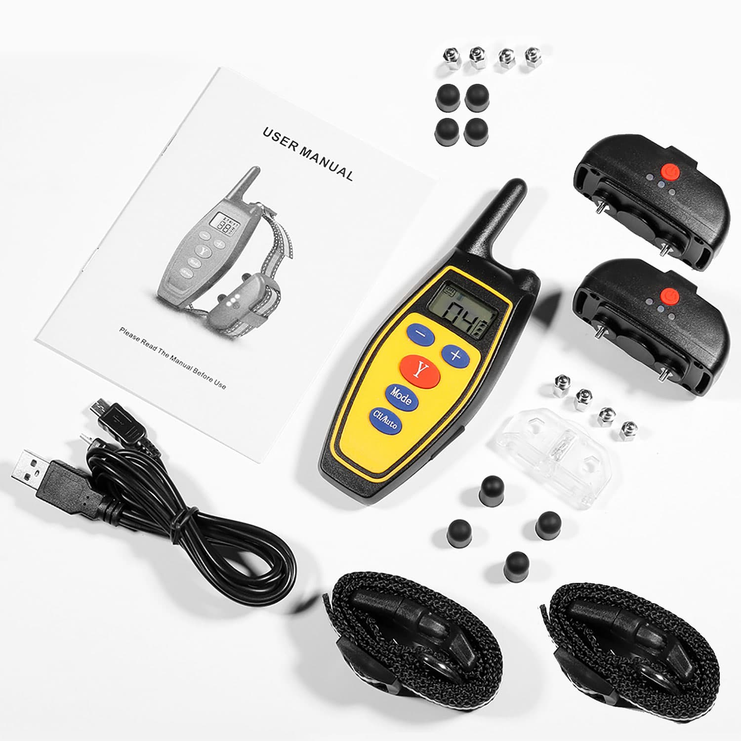 2 in 1 Fernbedienung wasserdichte wiederaufladbare Erziehungshalsband Automatische Anti-Bark für 2 hunde